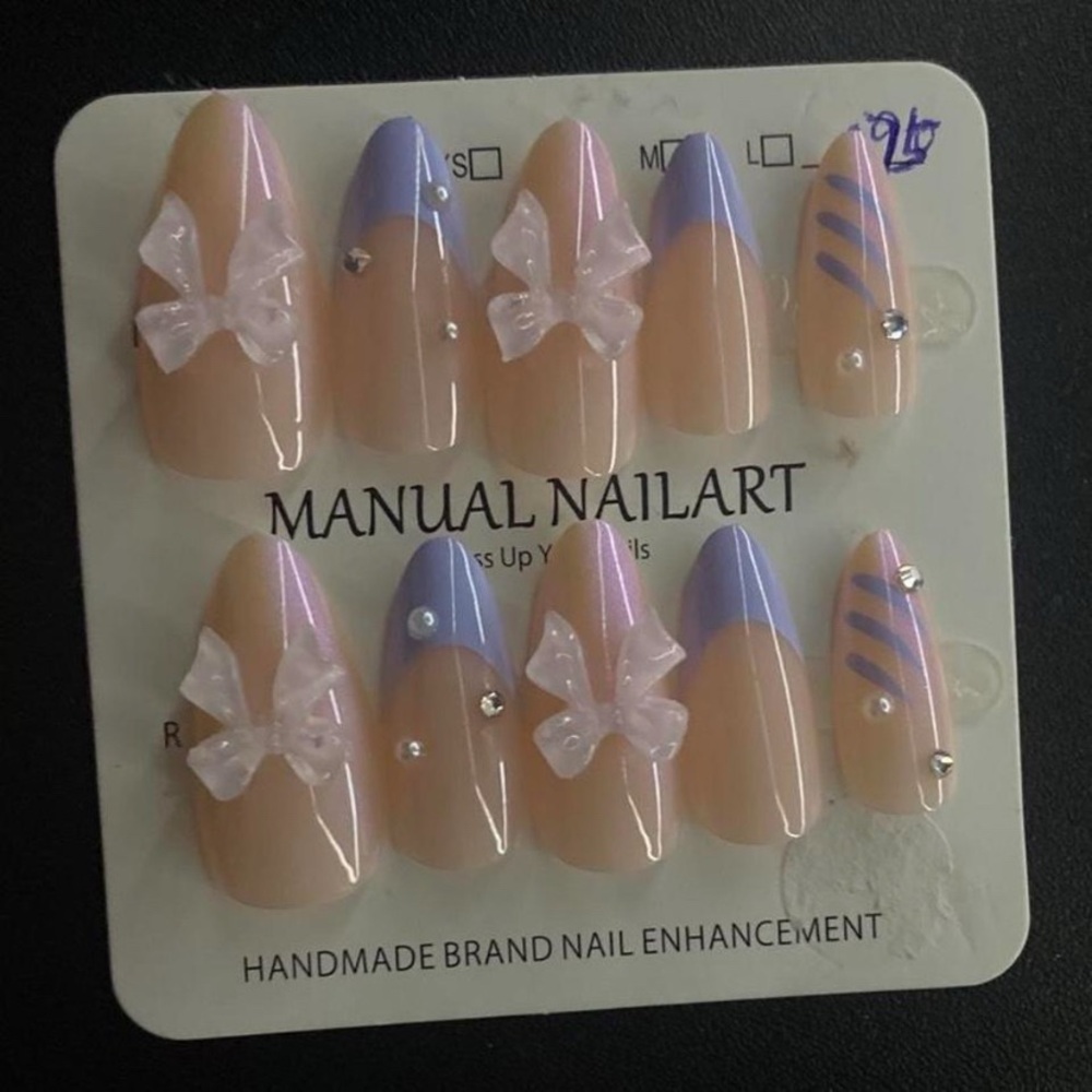 Handmade nails with Bows and Rhinestones